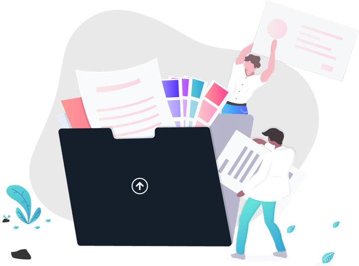 People manually managing documents in a folder